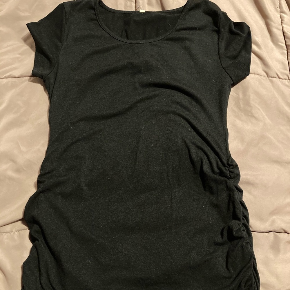 Black Maternity Shirt with Ruched Sides